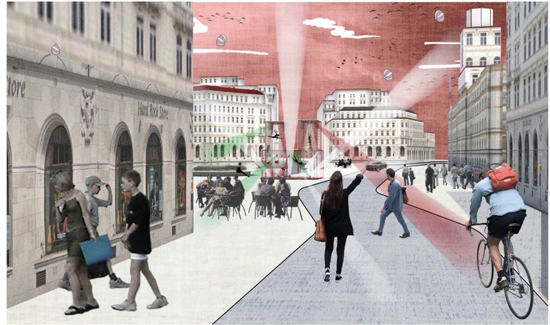 Street becomes stage as light, movement, and modules guide public interaction