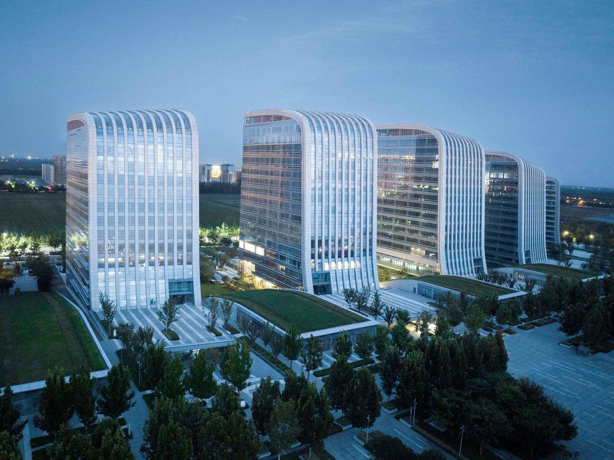 Laguarda.Low Architects Sculpts Seven Towers into an Artificial Mountain Range in Jining, China