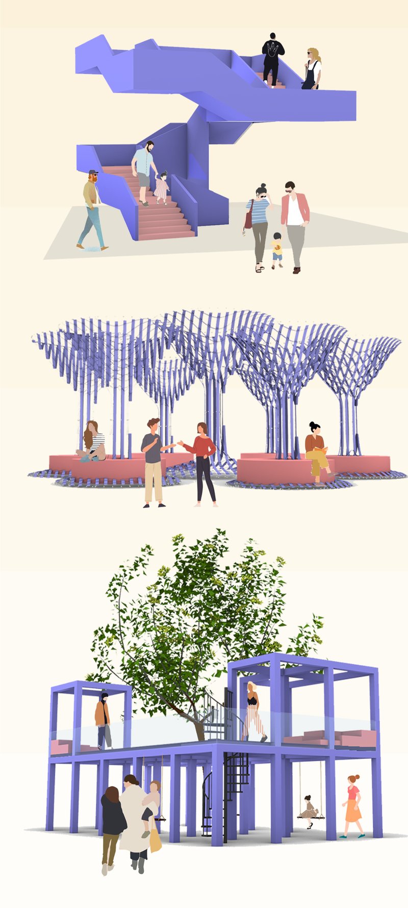 Experiential installations inspired by koala habitats allow visitors to explore, rest, climb, and interact while learning about wildlife conservation.
