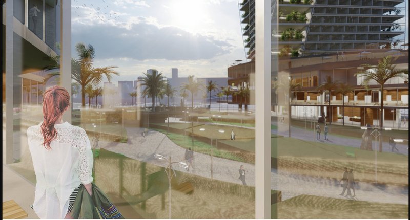 Framed views toward Marina Bay create a seamless relationship between urban landscape and residential experience.