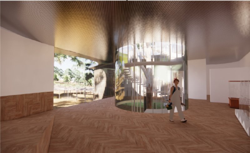 Immersive museum interior designed around natural light, movement, and environmental storytelling.