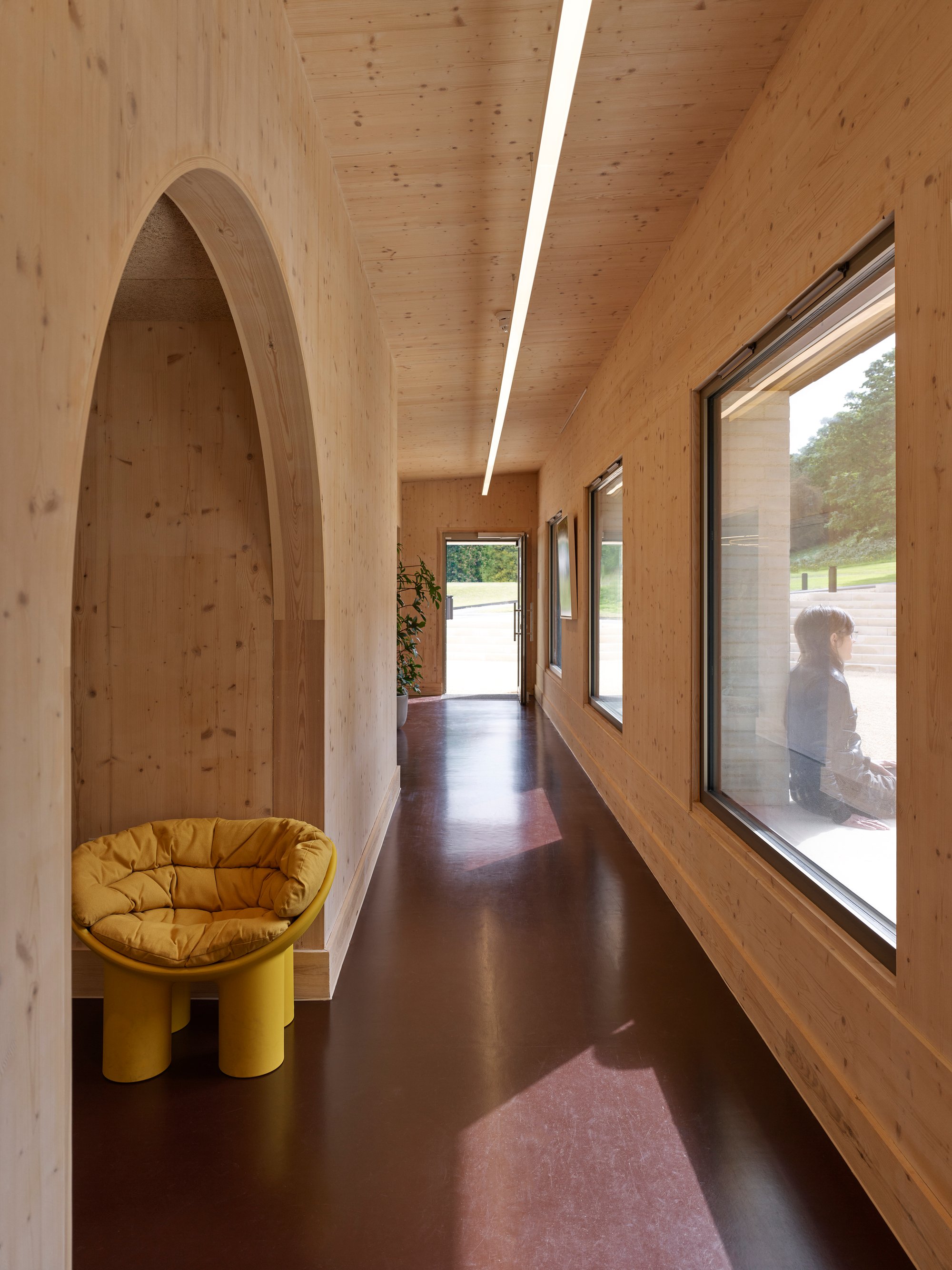 Adam Richards Architects Pairs CLT with Limestone Brick for a School Wellbeing Center in East Sussex