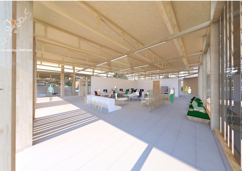 Flexible co-working environment supporting research, education, and wildlife collaboration.
