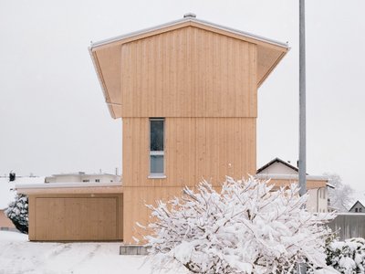 kit Architects Stack a Timber Tower House on a Triangular Plot in the Swiss Rhine Valley