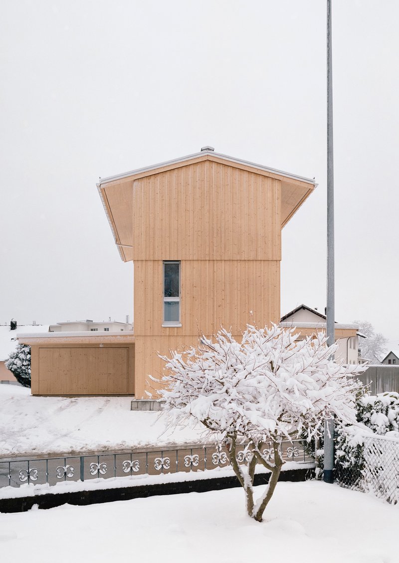 kit Architects Stack a Timber Tower House on a Triangular Plot in the Swiss Rhine Valley