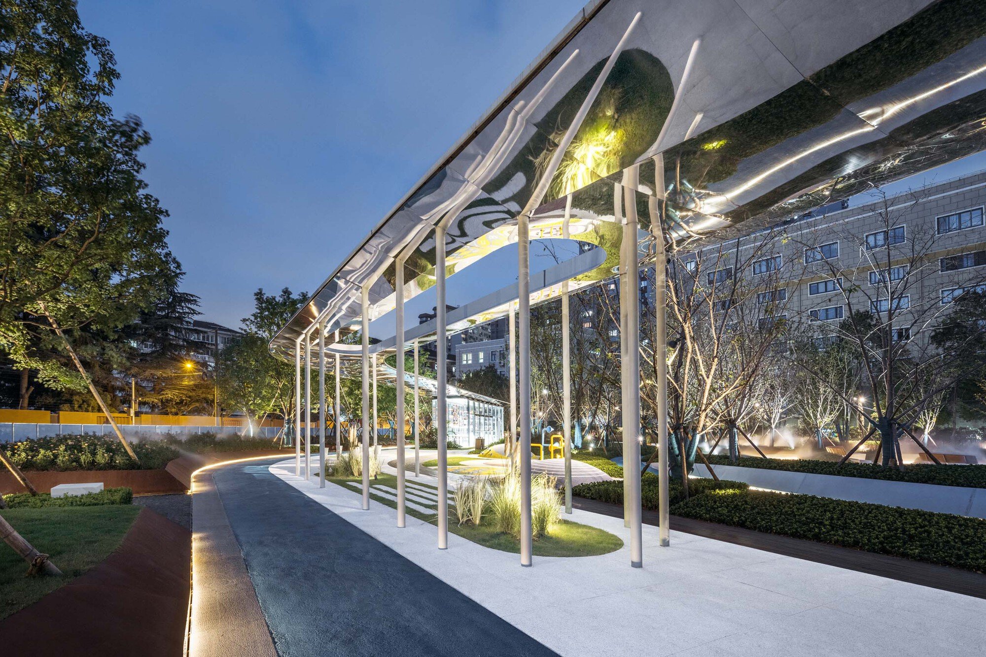 VIASCAPE Threads a Mirrored Canopy Through One of Shanghai's Densest Neighborhoods