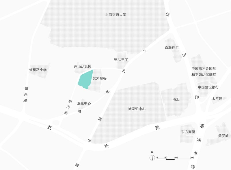 Site plan drawing showing the triangular parcel with surrounding streets and neighboring buildings labeled in text