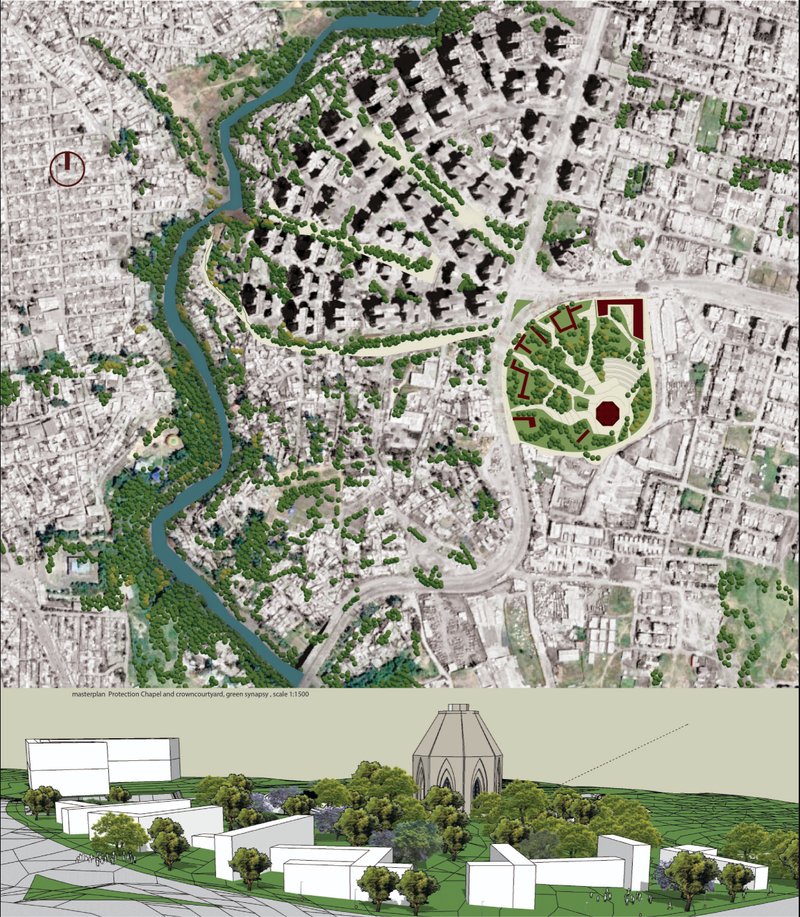 Masterplan reconnecting River Bulbula with the Protection Chapel through an integrated green corridor and urban landscape strategy.
