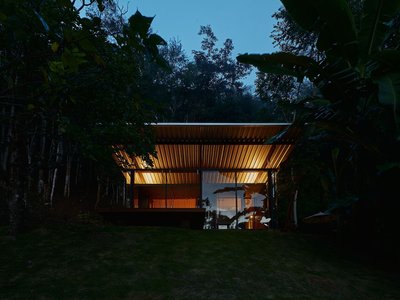 gru.a Distills Domestic Life into a 50-Square-Meter Glass and Brick Shelter in the Brazilian Mountains