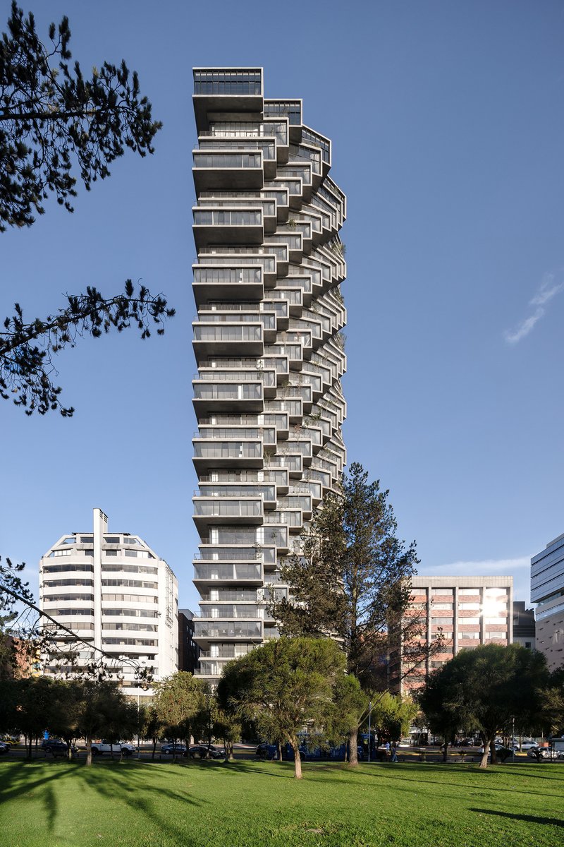 BIG Stacks a Vertical Neighborhood of Pixelated Terraces above Quito's Largest Park