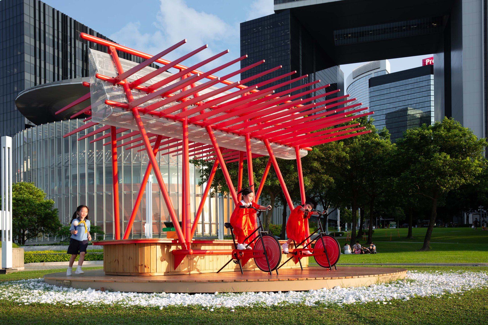 HIR Studio Builds Hong Kong's First Kinetic Pavilion, Powered by Pedaling Visitors