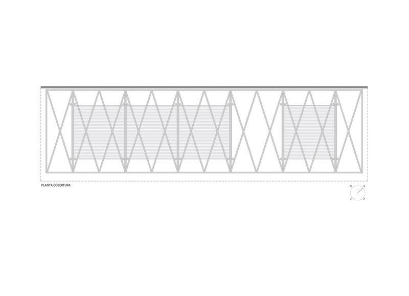 Roof plan drawing showing structural grid with diagonal bracing pattern