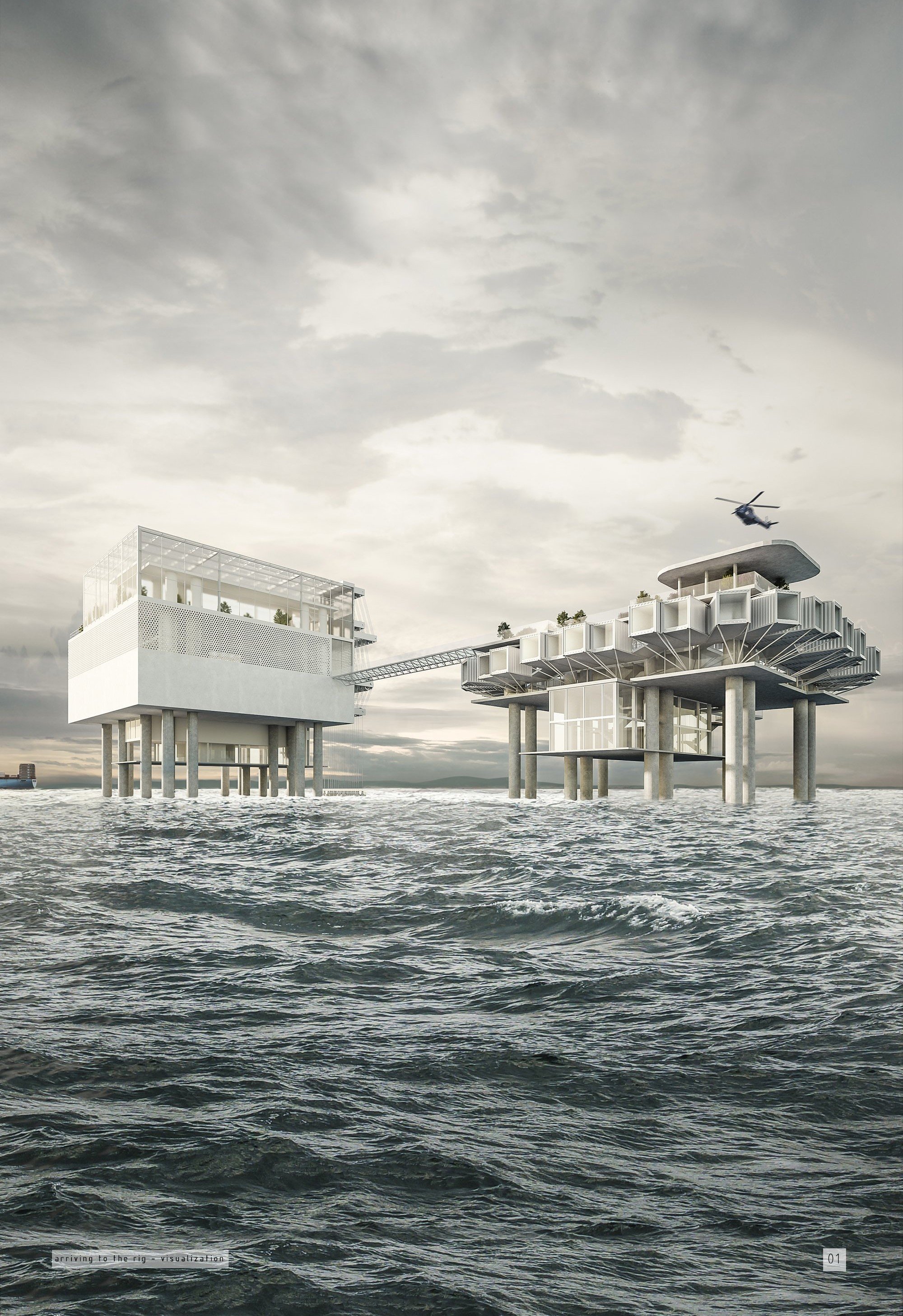 ArchiPelago: A Visionary Seasteading Architecture Project Transforming an Abandoned Oil Rig into a Sea Satellite