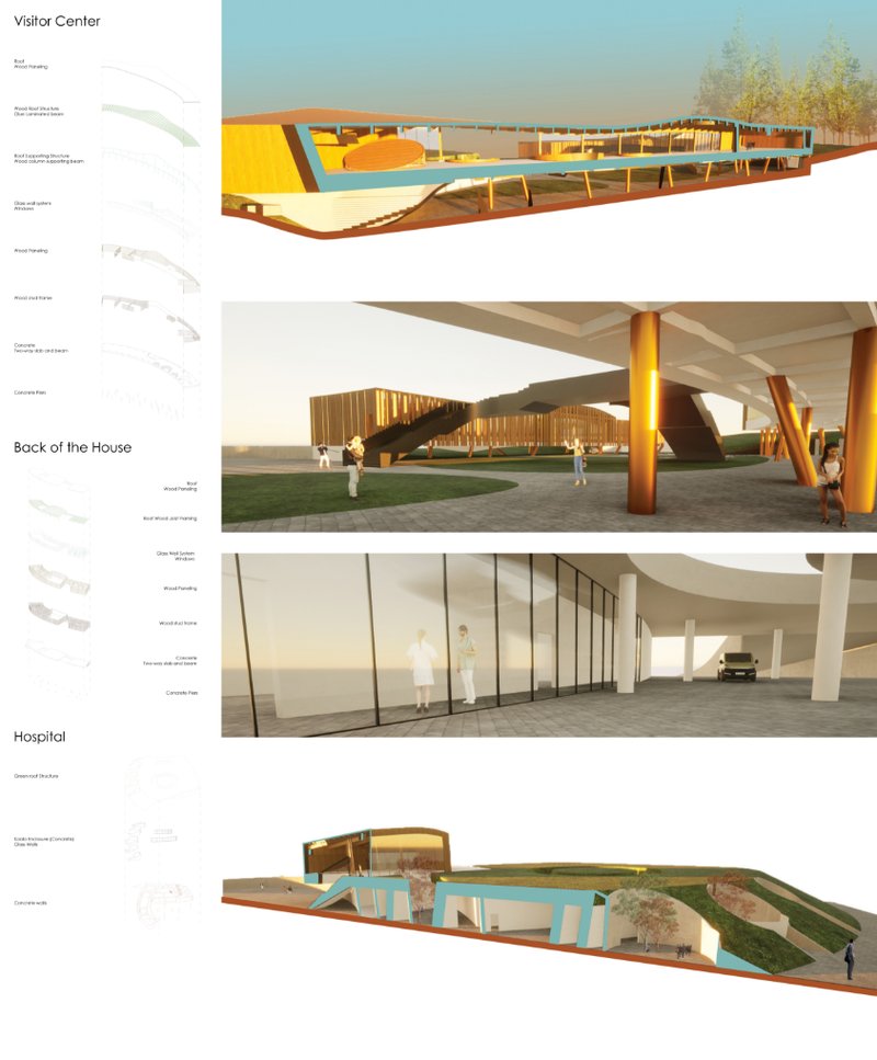 Landscape-integrated visitor center blending architecture with the natural contours of the site.