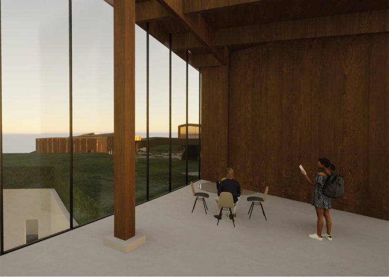 Open gathering spaces encourage dialogue, education, and connection with the surrounding ecosystem.