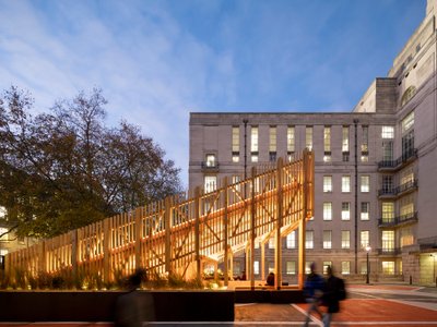 BDP Transforms a Barren London Car Park into a Glowing Timber Staircase to Nowhere and Everywhere