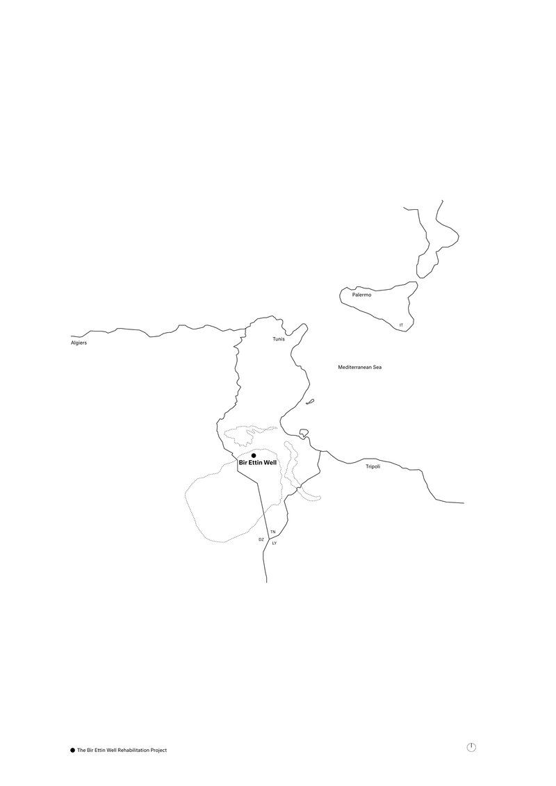 Line map drawing indicating a single well location within a larger geographic area