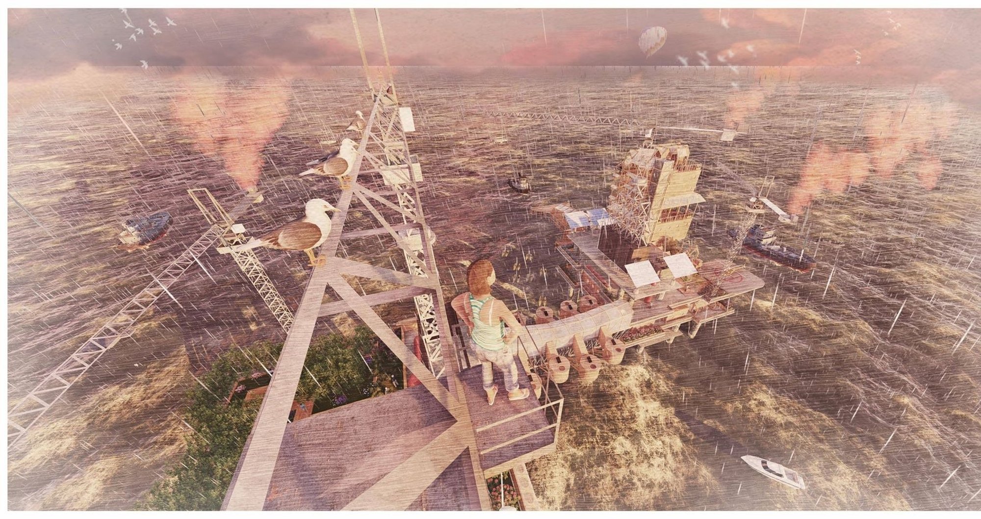 Proximity Island: Adaptive Reuse Architecture Reimagines an Oil Rig as a Floating Sanctuary for Reflection and Ecologica