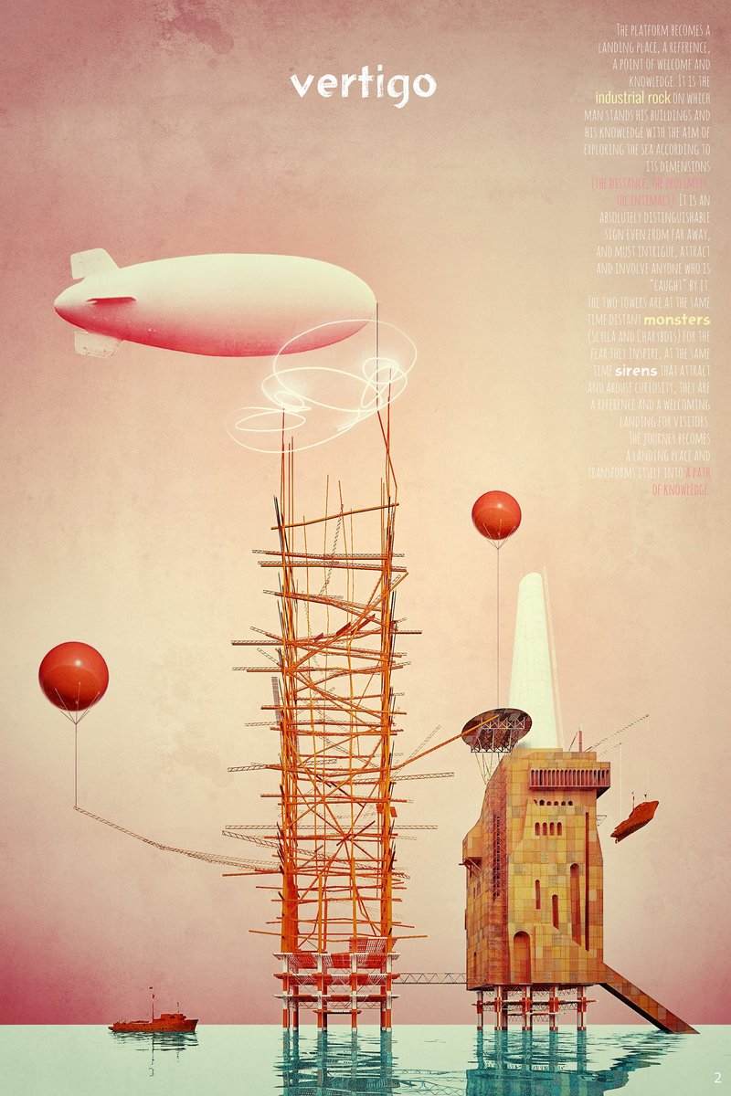 Vertigo reimagines offshore infrastructure through experimental architecture, vertical exploration, and maritime symbolism.