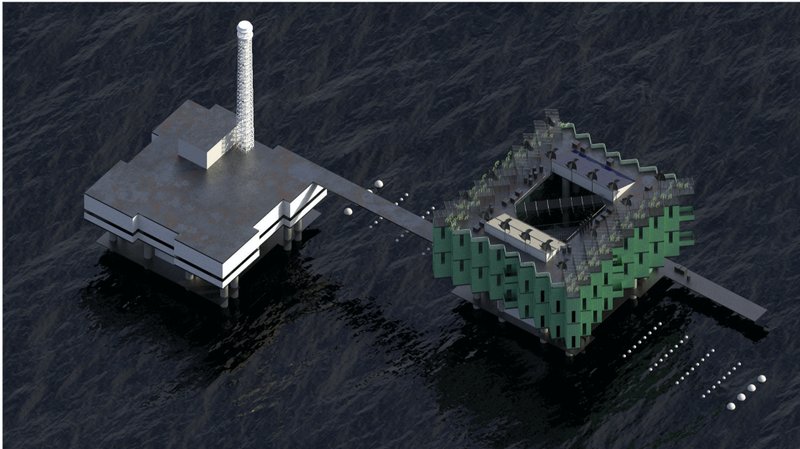 Adaptive reuse strategy reimagines offshore industrial infrastructure as a thriving hub for living, learning, and sustainability.