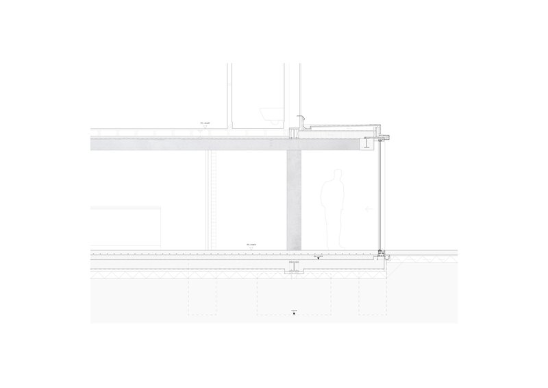 Section drawing showing horizontal beam and column connections with floor slab detail