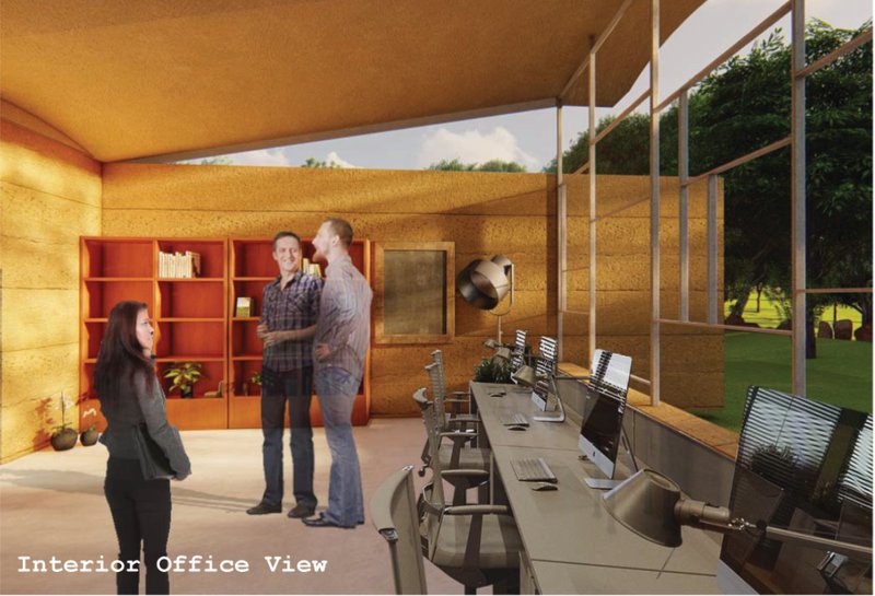 Warm rammed earth interiors create a calming environment connected to the landscape.
