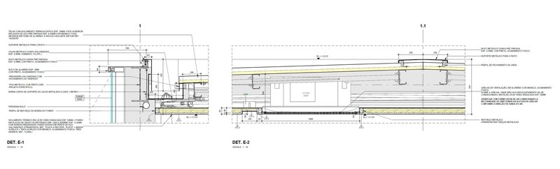 Construction detail drawing showing roof assembly with insulation layers and structural supports