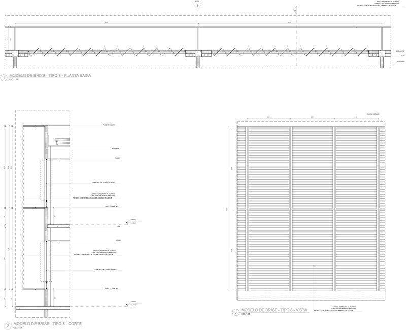 Construction section drawing showing wall assembly details and an elevation of horizontal timber slat screening