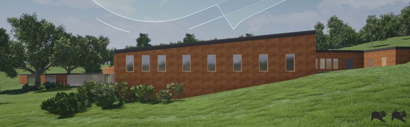 The building emerges from the landscape, blending wildlife care facilities with the surrounding natural environment.