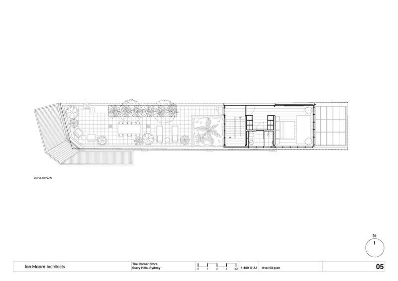 Level 01 floor plan revealing a landscaped courtyard with trees adjacent to interior living spaces