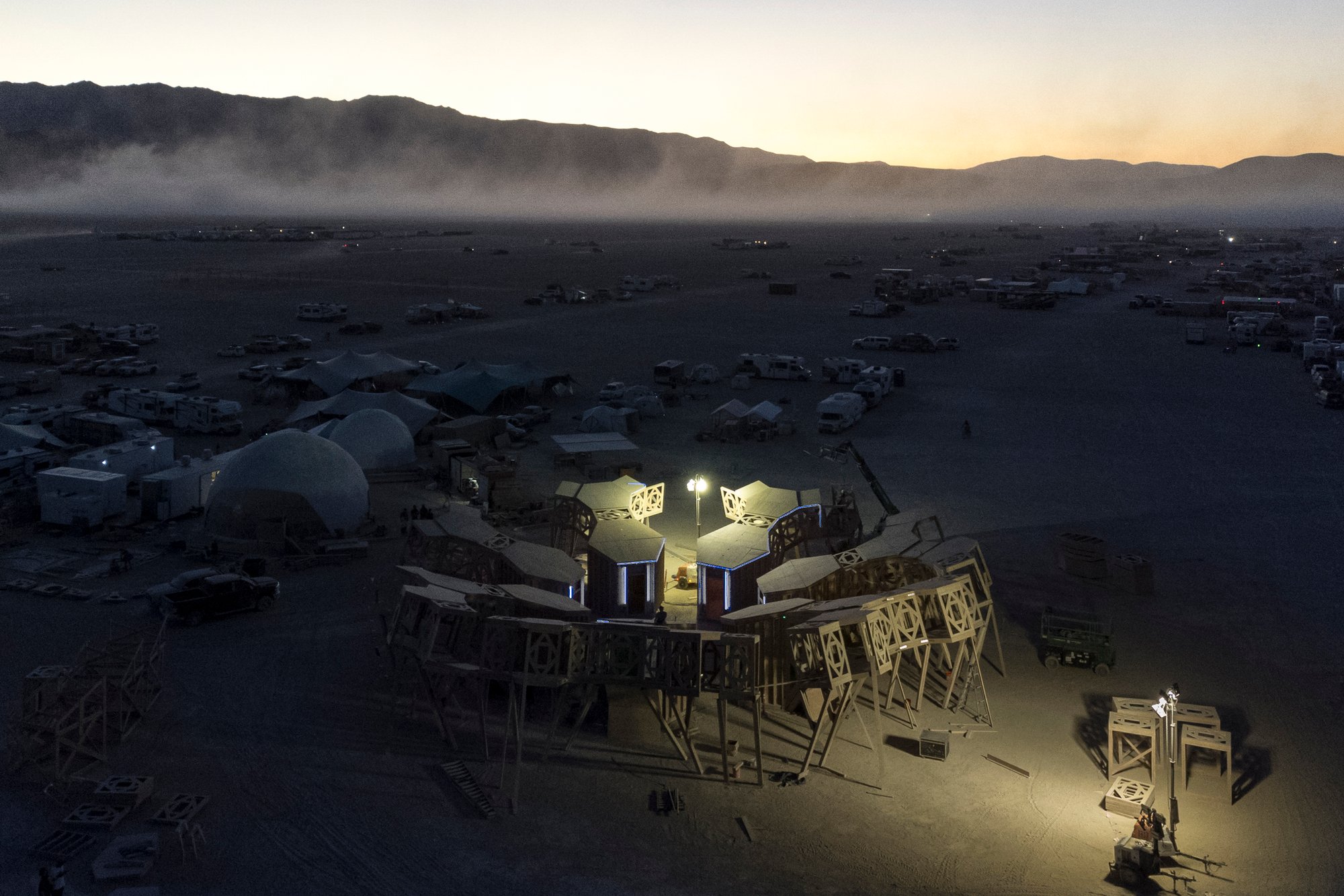 MAMOU-MANI Builds a Fractal Timber Pavilion That Refuses to Burn at Burning Man