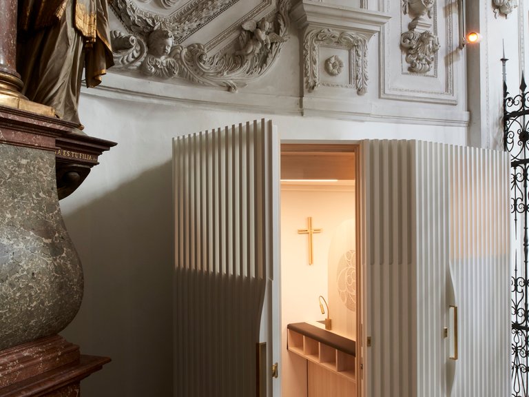 Kunze Seeholzer Architekten Slip Six Luminous Confessionals into a Renaissance Church in Munich