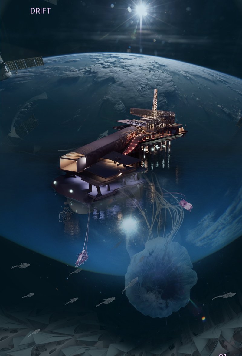 DRIFT: Adaptive Reuse Architecture Reimagining an Offshore Oil Rig as an Ocean Research Sanctuary