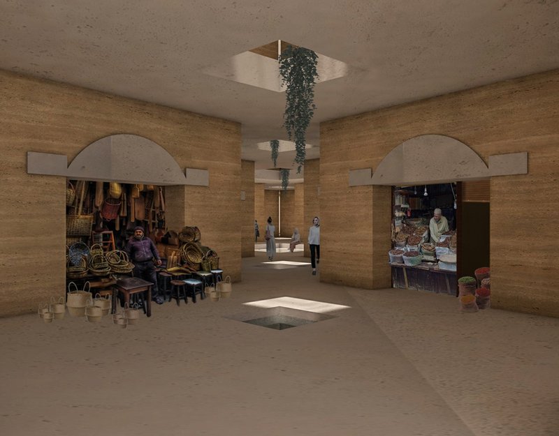 Souq-inspired ground floor bringing trade, memory, and public life together.
