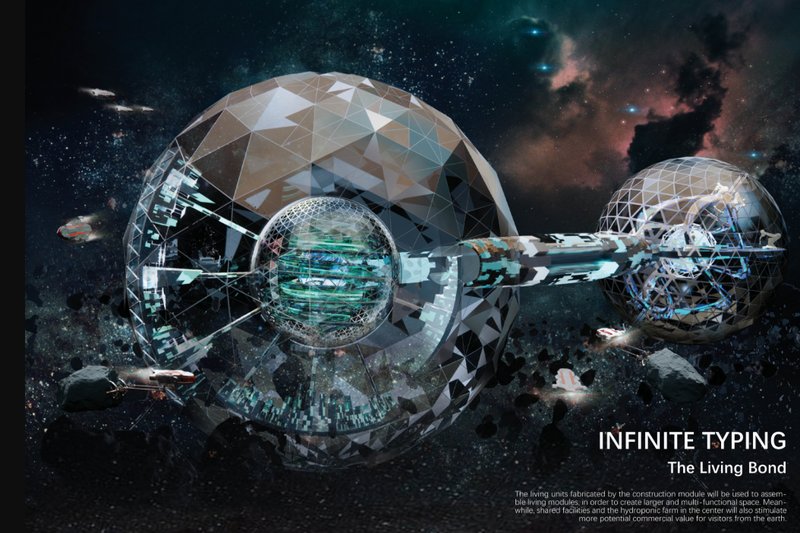 The Living Bond transforms mined resources into expandable habitat modules for future space settlement.