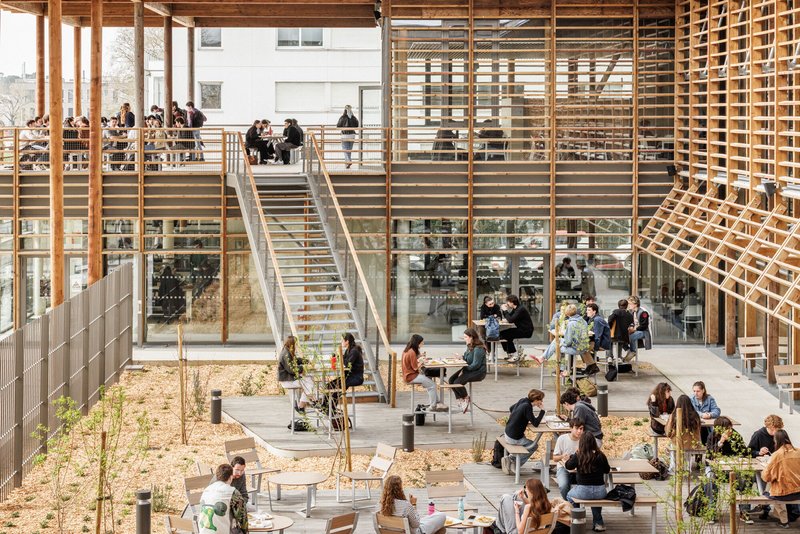 BPM Architectes Wraps a 2,000-Meal Student Restaurant in Timber Lattice on a Talence Campus