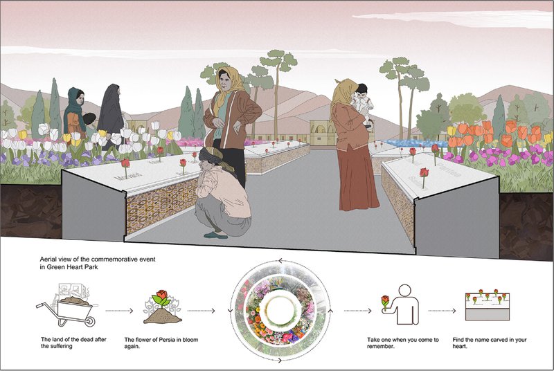 Green Heart Park creates a memorial landscape for remembrance and healing.