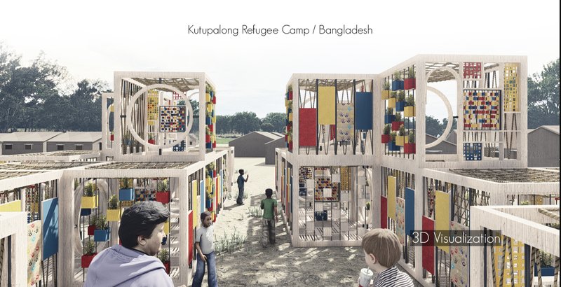 Modular play units create a child-friendly learning space inside Kutupalong Refugee Camp.