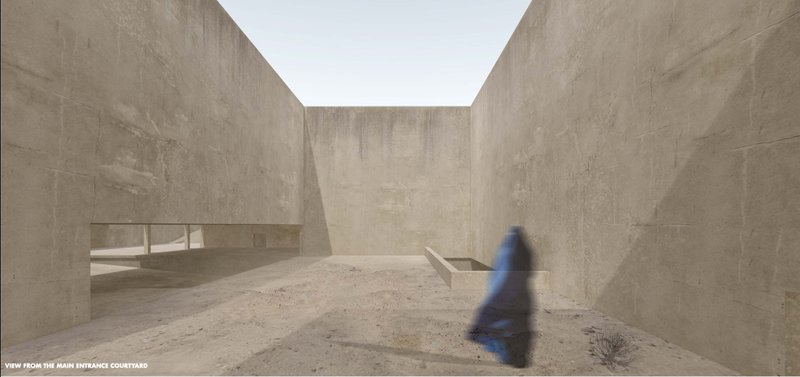 The main entrance courtyard offers enclosure, silence, and psychological refuge.