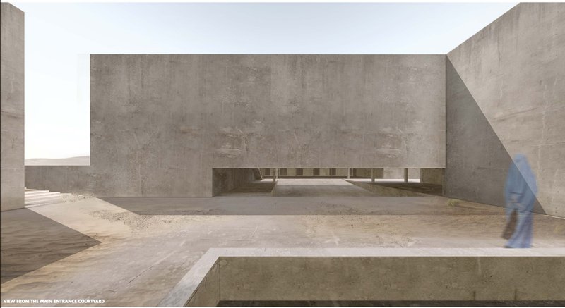 Deep horizontal openings connect courtyards while preserving privacy and protection.