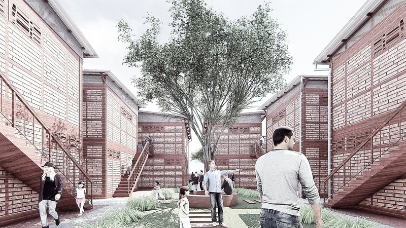 Central courtyard creates a communal heart for families and daily interaction.