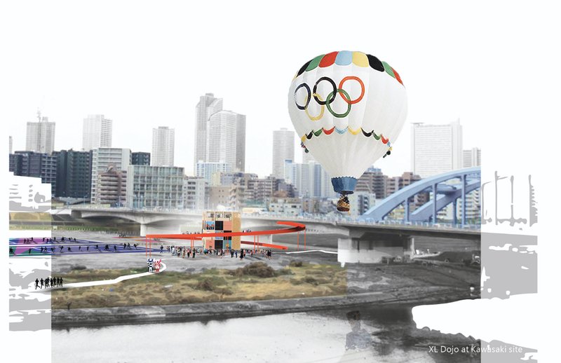 XL Dynamic Dojo activates the Kawasaki riverside as a festive Olympic hub for sport, viewing, and public gathering.