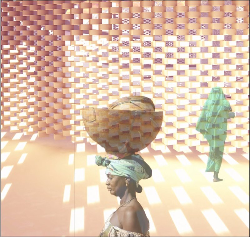 Perforated brick walls filter sunlight into the chapel, forming a warm and contemplative interior atmosphere.