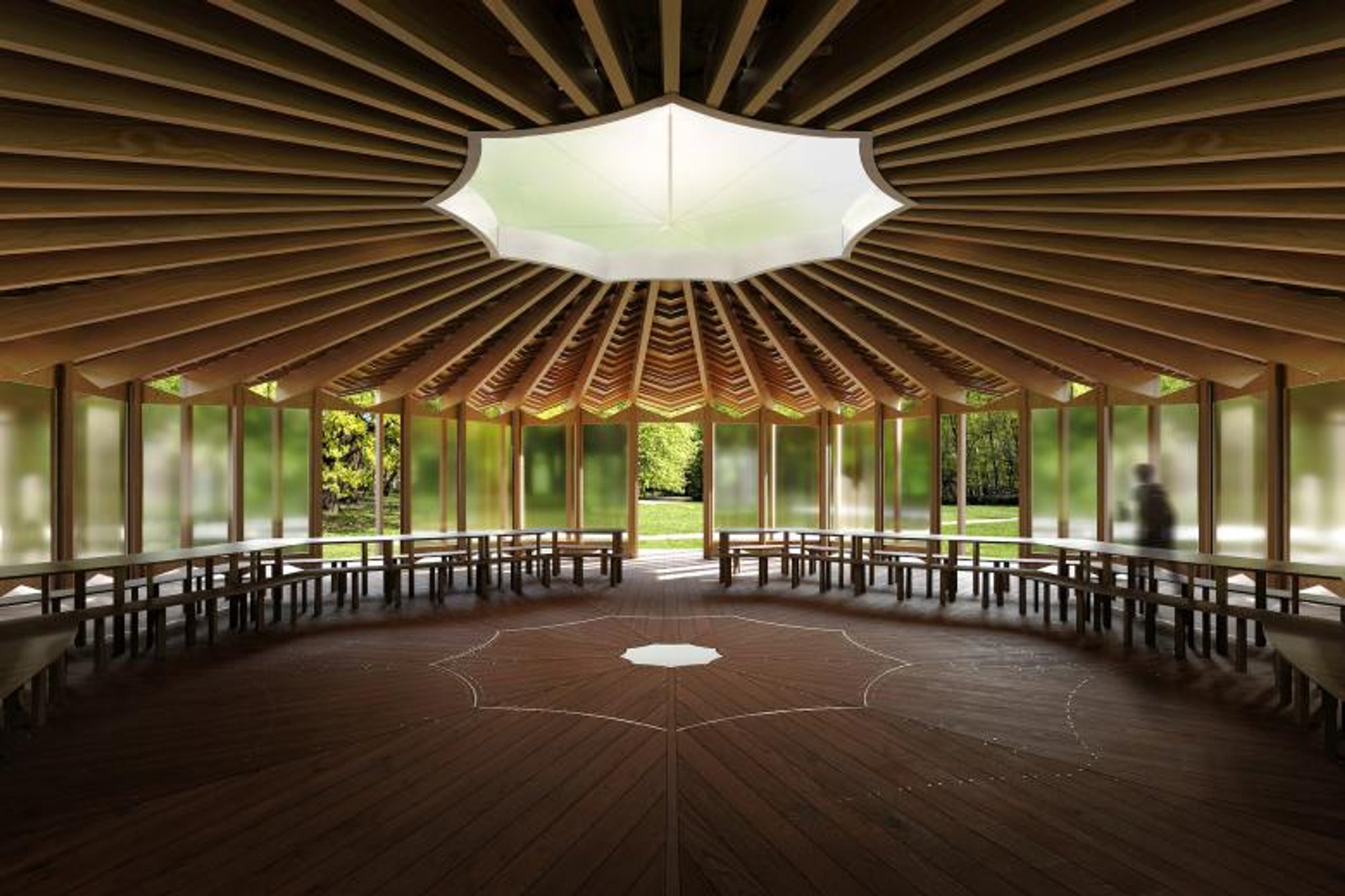 Lina Ghotmeh to design a new, circular pavilion in the shape of a serpentine.