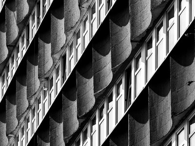 Details of modernist post-war buildings elevation