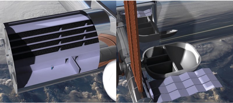 Initial GAIA configuration with core modules, solar arrays, and radiators deployed as the station begins construction.