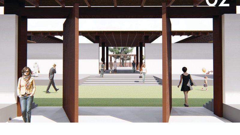 The linear entry axis frames movement toward the central courtyard, encouraging social interaction.