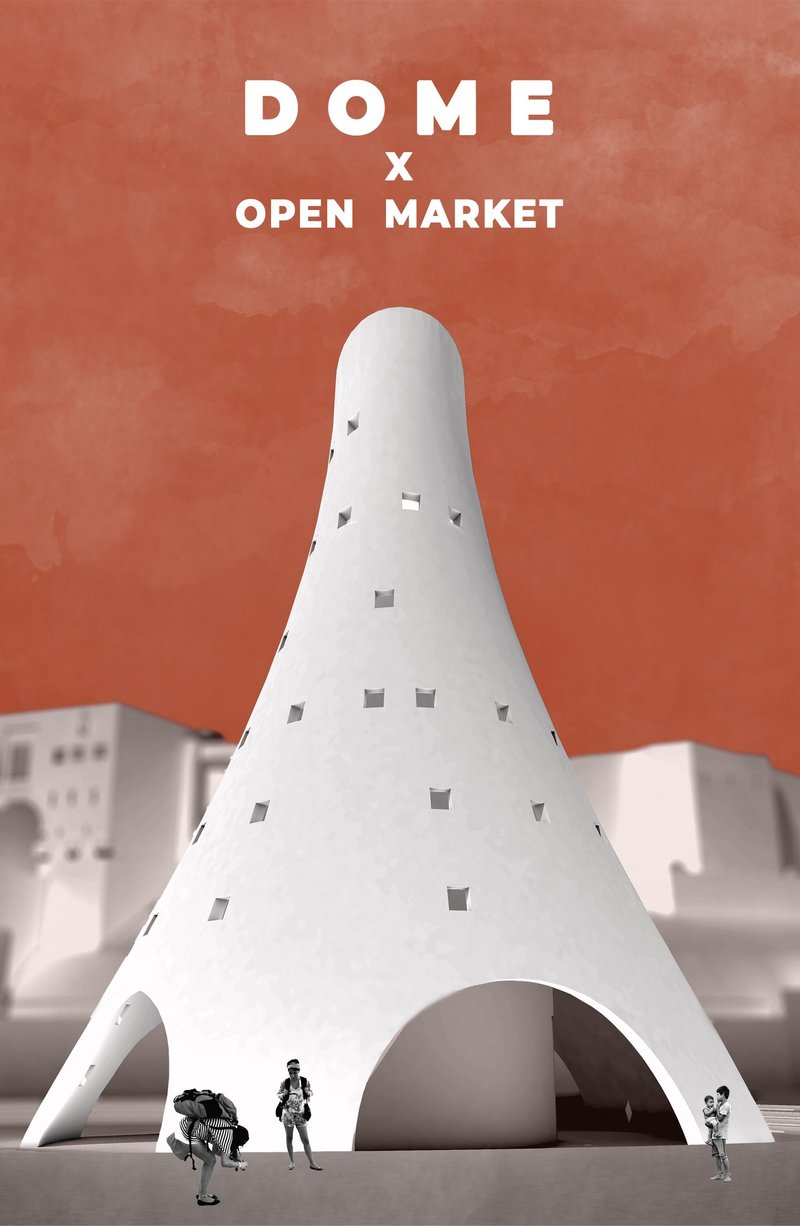 A contemporary landmark dome rising at the heart of Aleppo, marking the gateway to an evolving public market.