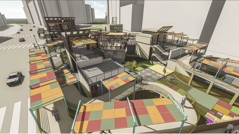 Elevated walkways and semi-open terraces enabling spatial expansion while maintaining safety and visibility.