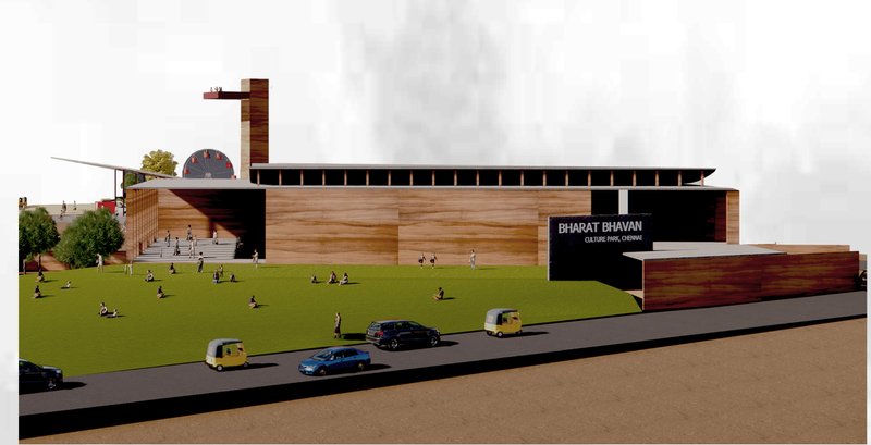 A non-iconic street-facing elevation transforms the cultural institution into an open, democratic urban foreground.